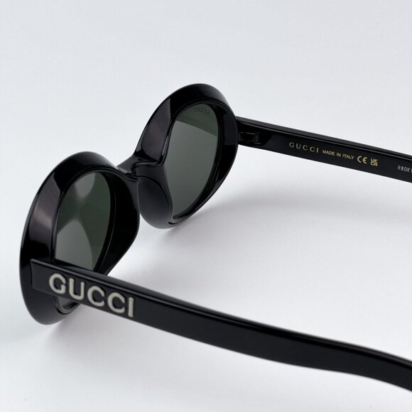 Gucci GG1722SA 001 BRAND NEW Sunglasses Shiny Black Grey Unisex Oval - Picture 8 of 10